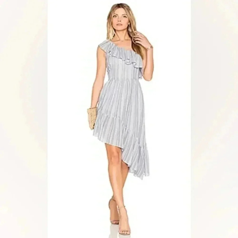 Pamela Dress in Blue & White One Shoulder Dress LoveShackFancy - Picture 14 of 14